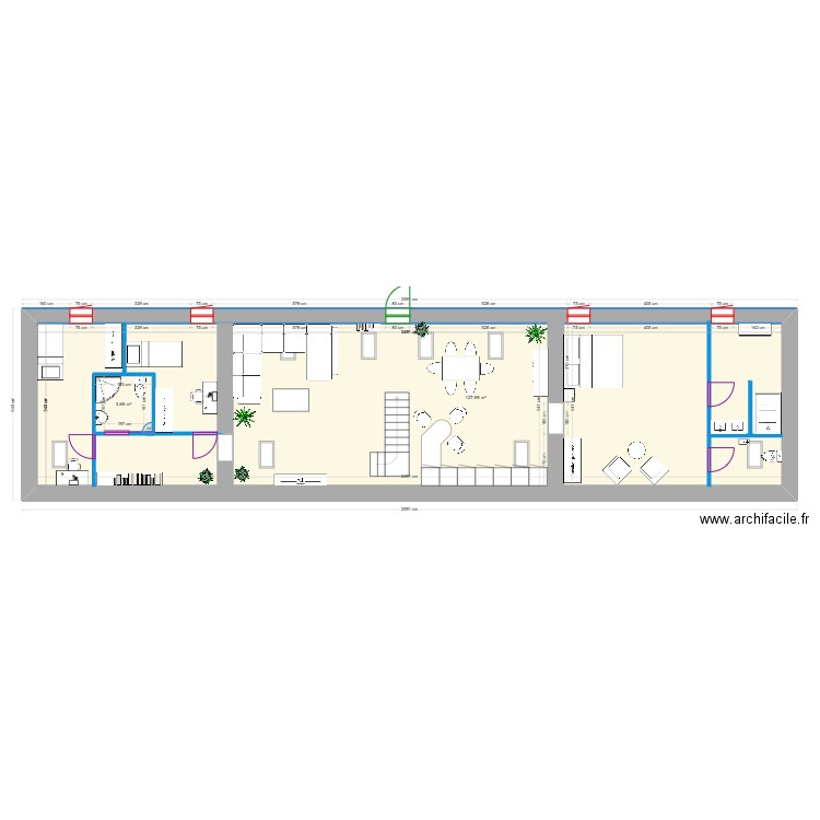 1er etage maison des invitées plan 3 avec aménagement (14.02.2025). Plan de 2 pièces et 139 m2
