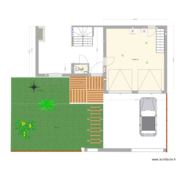 Maison Cormeilles-RDC-Cloture_V2. Plan de 2 pièces et 33 m2