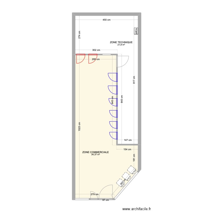 SQ BIGANOS. Plan de 2 pièces et 56 m2