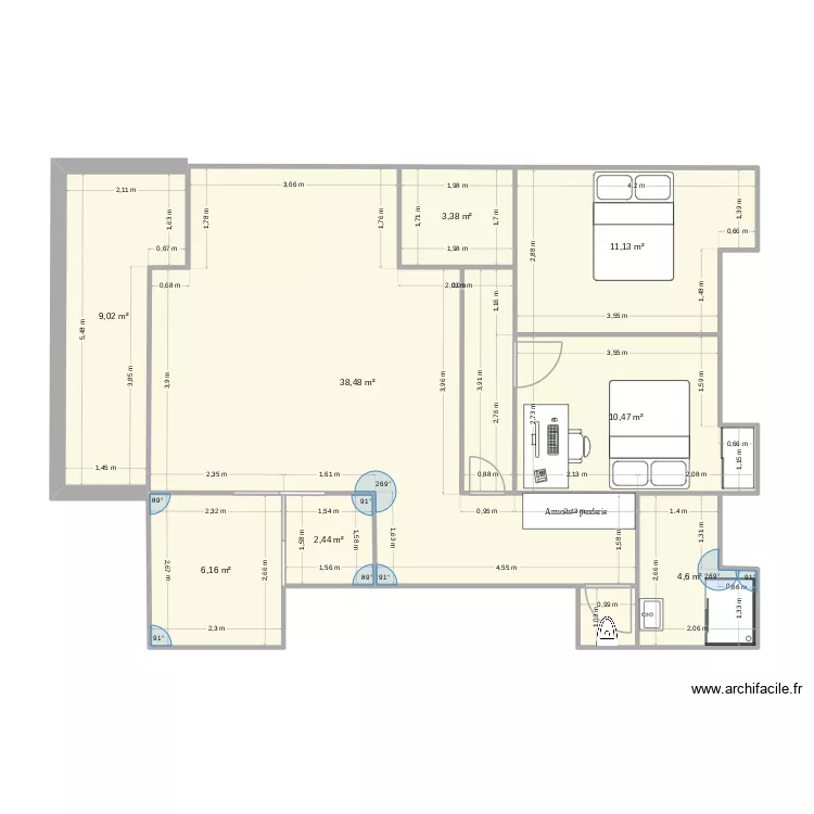41ryn bis. Plan de 9  et 87 m²