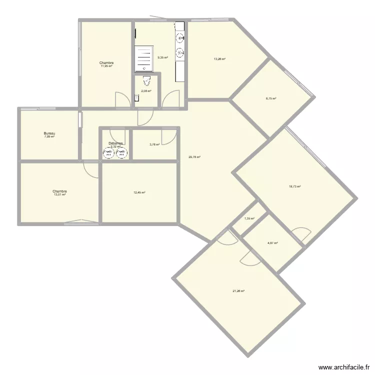 Plan maison La Fert&eacute;. Plan de 15  et 161 m²