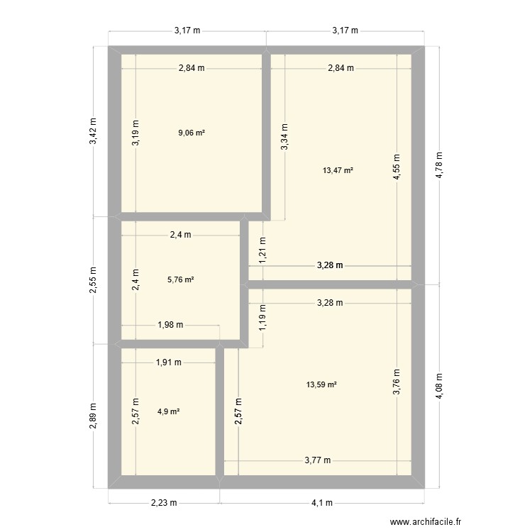 GRENIER NIMY 1. Plan de 5 pièces et 47 m2