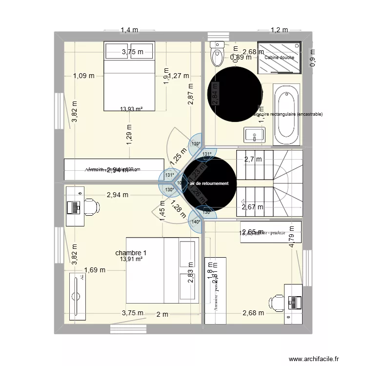 etage steph. Plan de 4 pièces et 49 m²