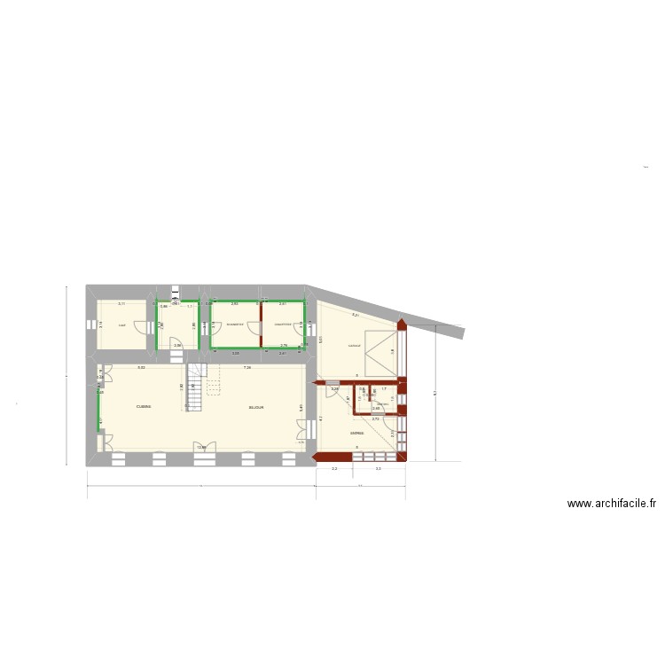 CAROLE & LUDO  PROJET   RDC  coté. Plan de 18 pièces et 149 m2