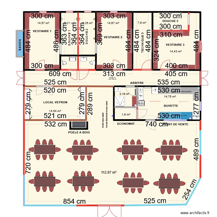 L'Isle. Plan de 16 pièces et 238 m2