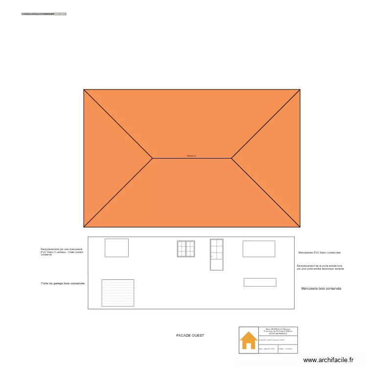 PLAN PAITRAULT Martine - FACADE OUEST DETAILLEE. Plan de PLAN PAITRAULT Martine - FACADE OUEST DETAILLEE. Plan de