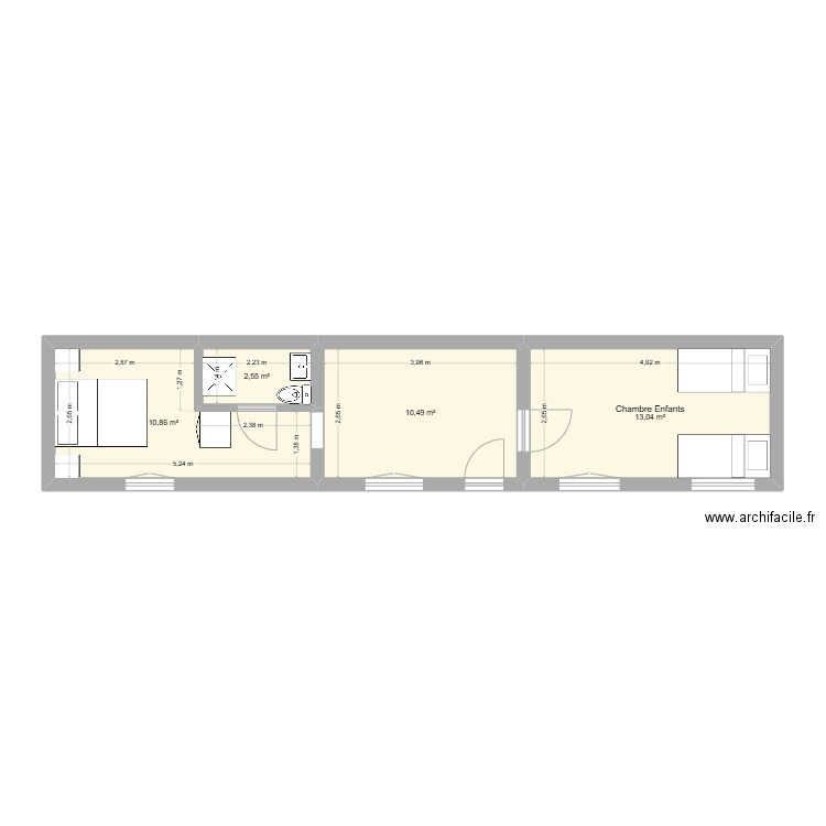 Dependance V1. Plan de 4 pièces et 37 m2