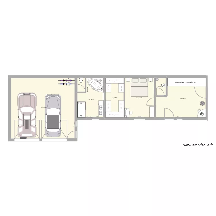 5RDCH. Plan de 6  et 100 m²