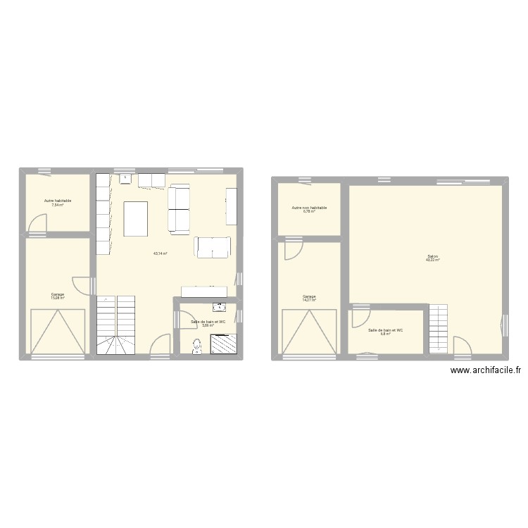 Maison DA. Plan de 8 pièces et 143 m2