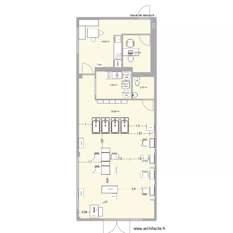 Fronton 7. Plan de 6  et 82 m²