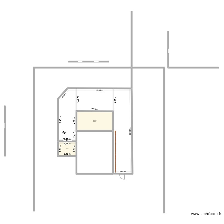 jardin. Plan de 2 pièces et 35 m2