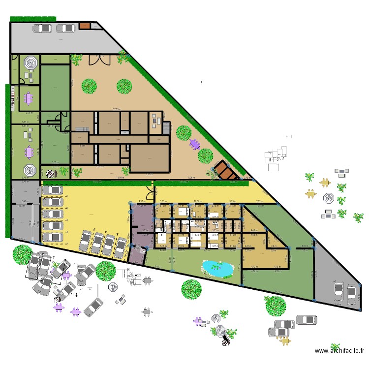 PARKING / STUDIO / HOTEL 10 CH / SALLE PDJ 110825A. Plan de 75 pièces et 1879 m2