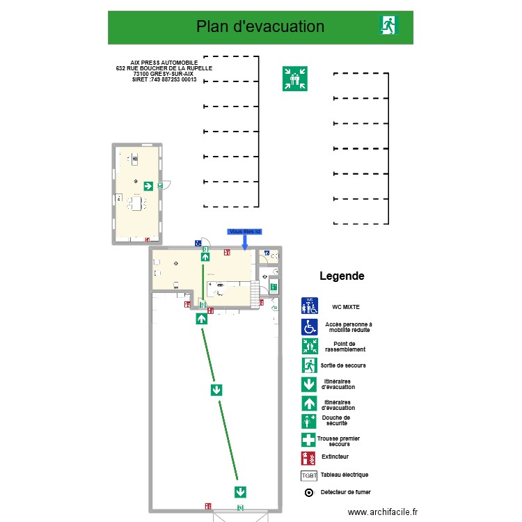 aix press automobile. Plan de 2 pièces et 82 m2