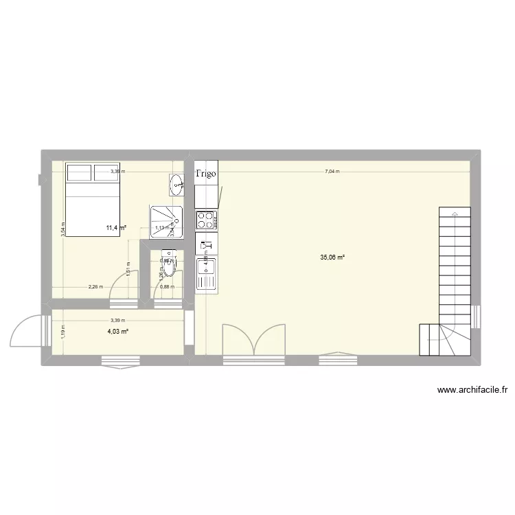 RDC maison loc. Plan de 3  et 51 m²