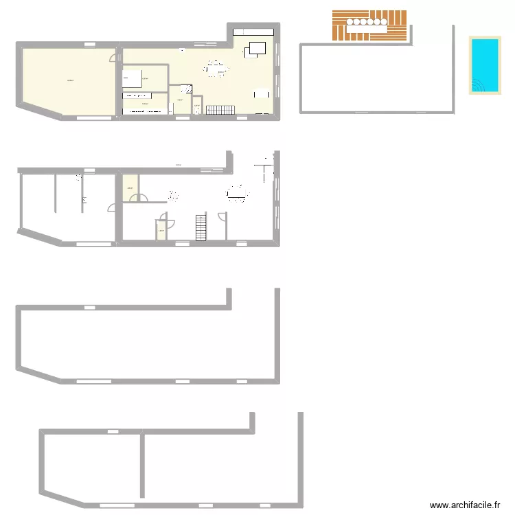 Reno grange. Plan de 9  et 184 m²