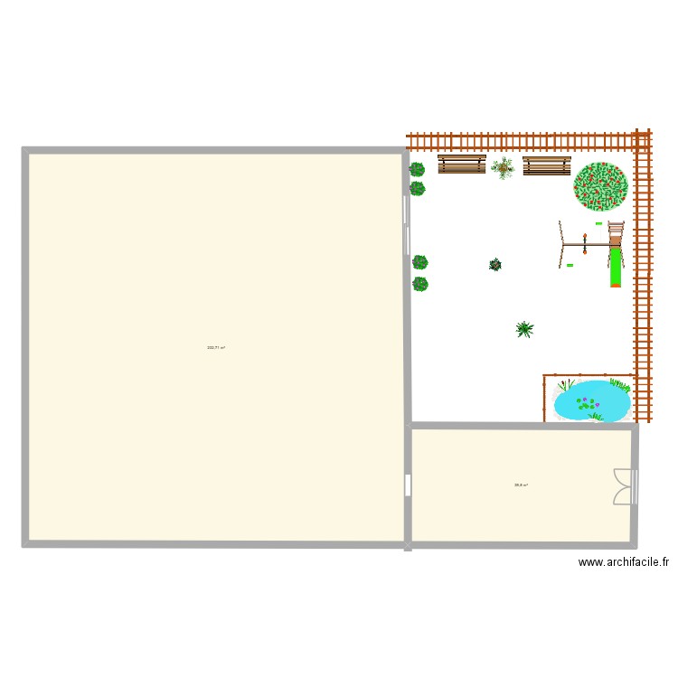 ACM. Plan de 2 pièces et 273 m2