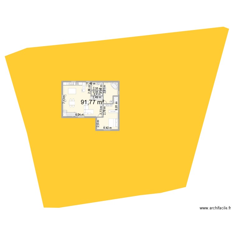Eygliers. Plan de 3 pièces et 109 m2