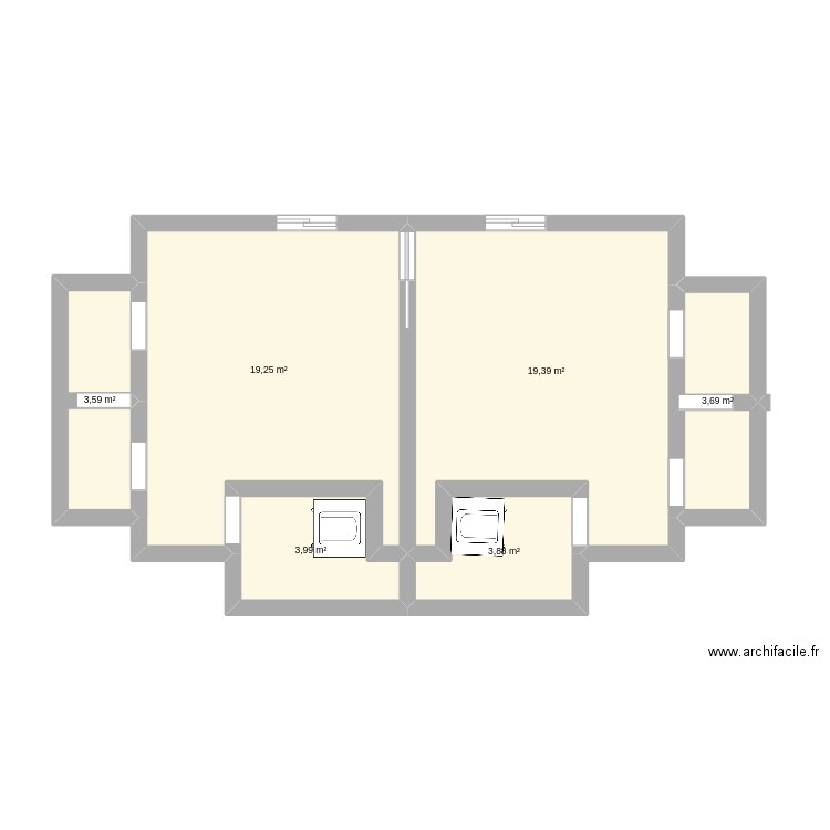 section . Plan de 6 pièces et 54 m2
