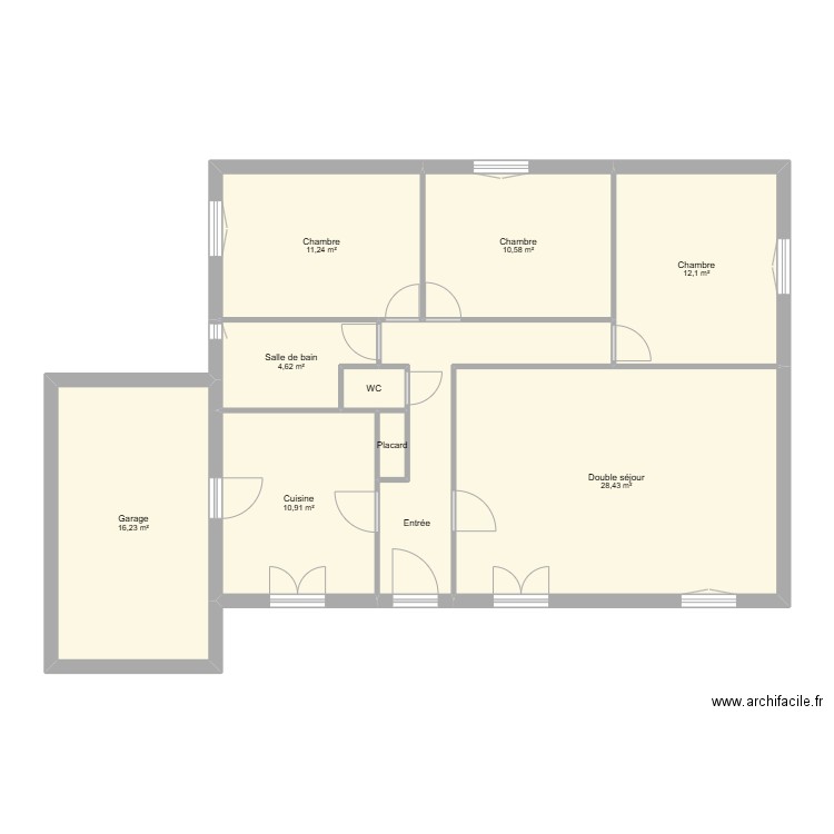 jeu de paume. Plan de 10 pièces et 105 m2