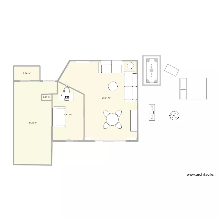 BUREAU CHAMBRE SALON. Plan de 