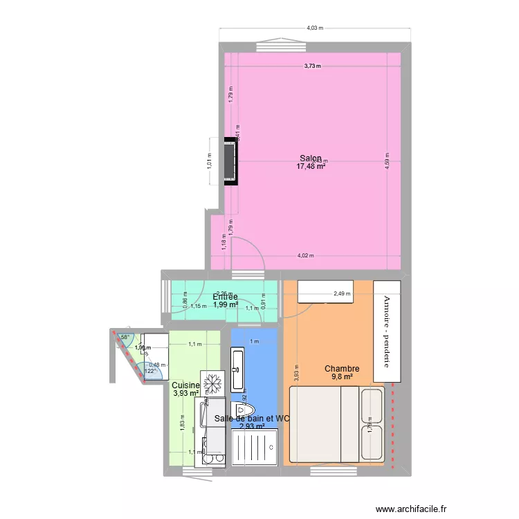 Appart Priscille V2. Plan de 5 et 36 m² Appart Priscille V2. Plan de 5 et 36 m²