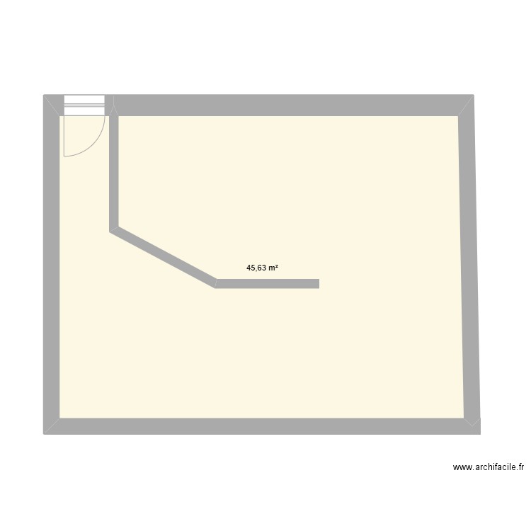 65 RDC. Plan de 1 pièce et 46 m2