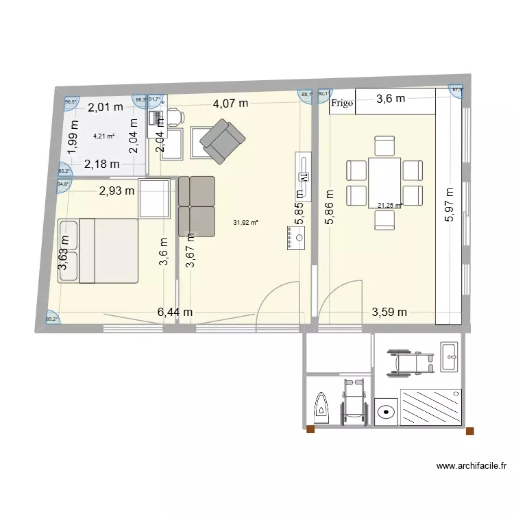 LABO 4 BIS. Plan de 3 Pièces et 57 m² LABO 4 BIS. Plan de 3 Pièces et 57 m²