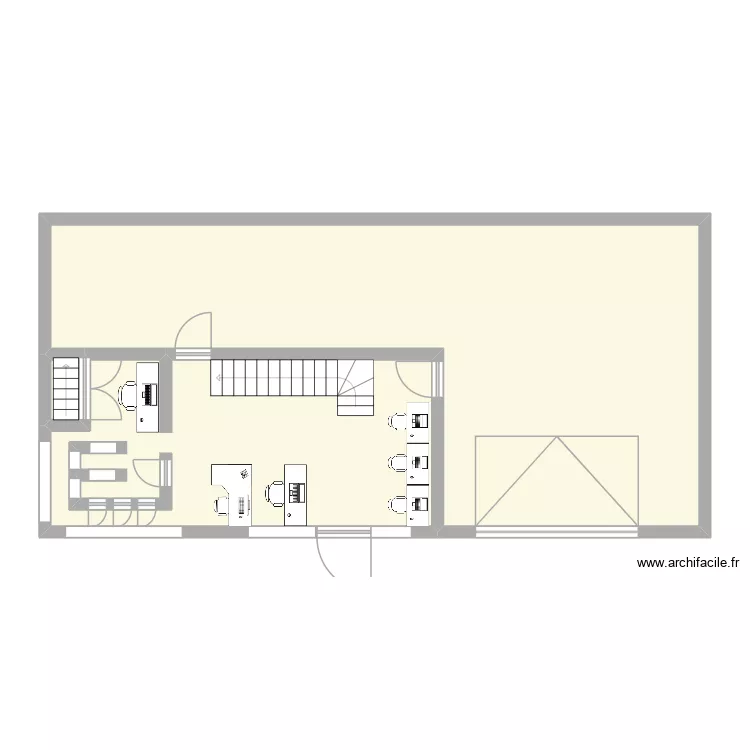profession habitat Etage bas. Plan de 3 pièces et 93 m²
