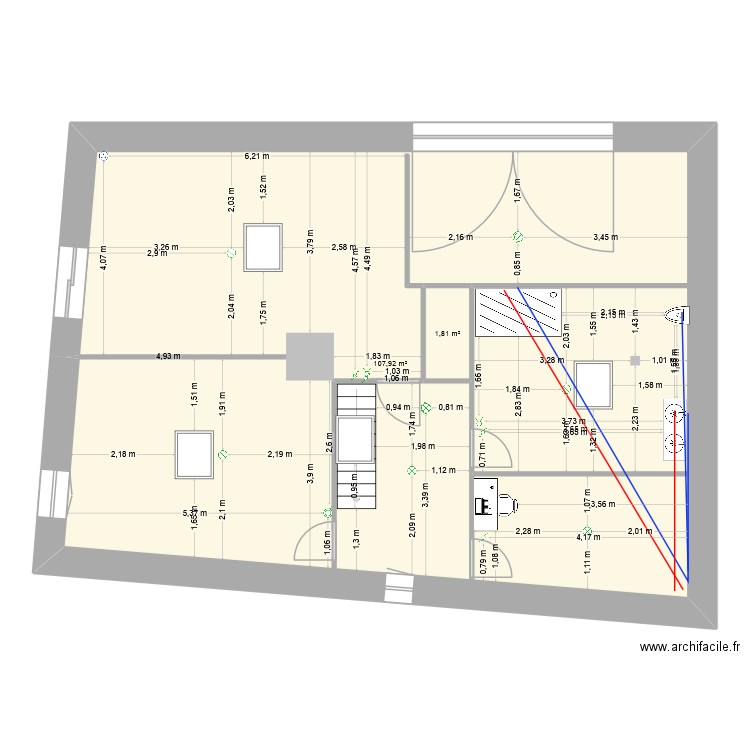 vaudemont etage 2. Plan de 2 pièces et 114 m2