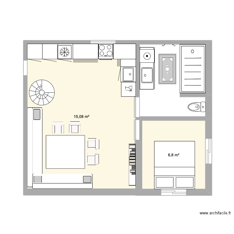 excellent. Plan de 2 pièces et 31 m2