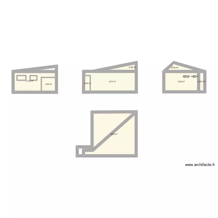 Chalet 3. Plan de 11  et 23 m²