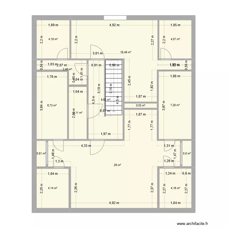 &eacute;tg. Plan de 14 Pièces et 89 m²