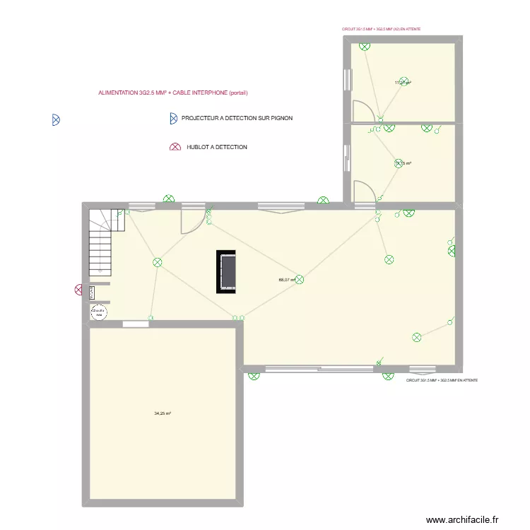 RENARD ECLAIRAGE ANCIENNE PARTIE. Plan de 4  et 125 m²
