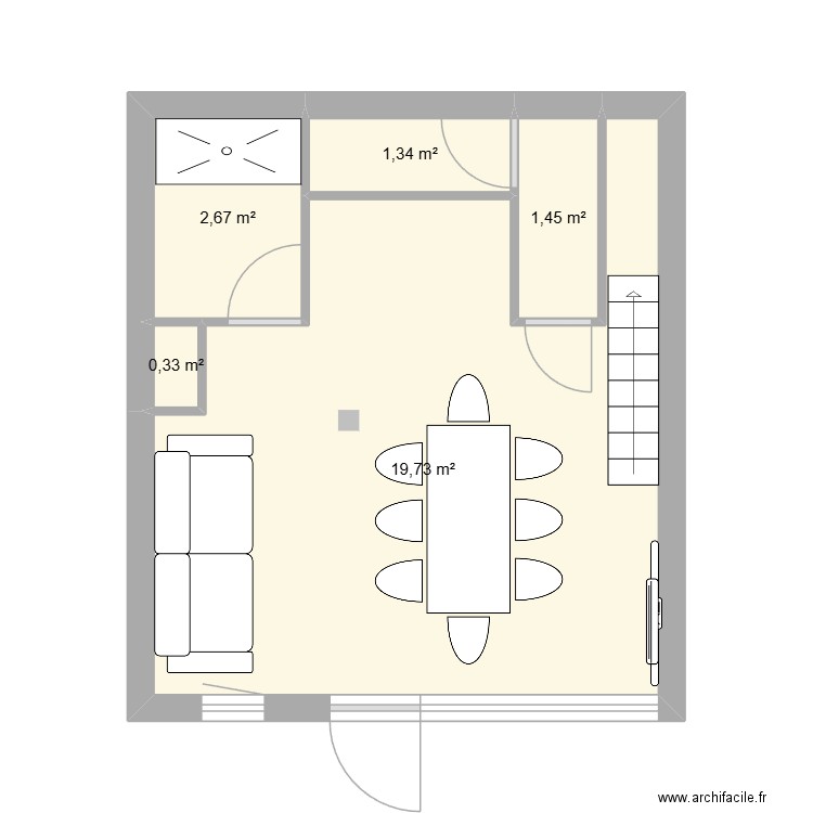 menuires1. Plan de 5 pièces et 26 m2