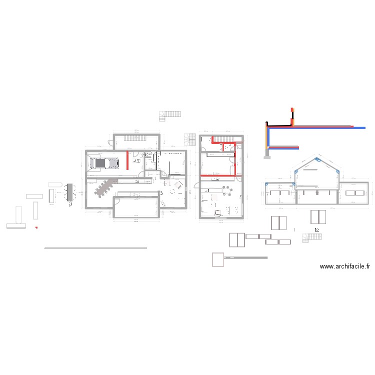 maison tetraite. Plan de 23 pièces et 224 m2