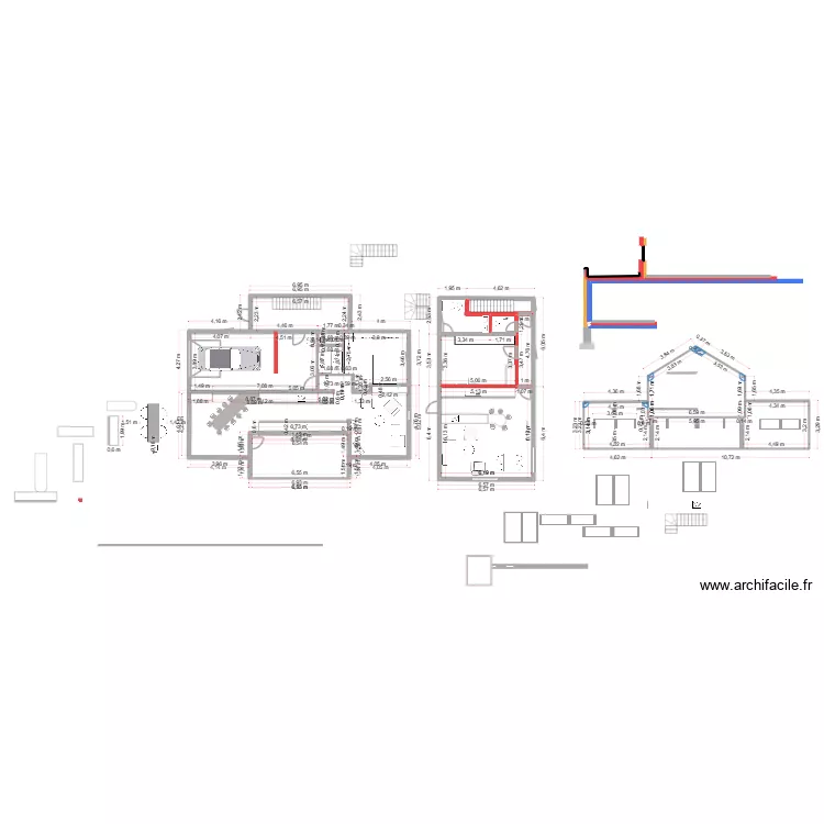 maison tetraite. Plan de 15  et 204 m²