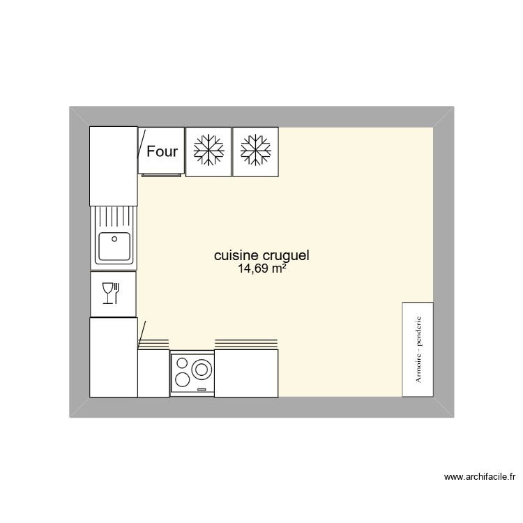 cuisine cruguel. Plan de 0 pièce et 0 m2