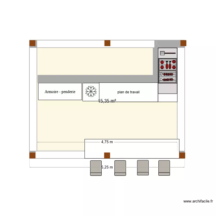cuisine été. Plan de 1 et 15 m² cuisine été. Plan de 1 et 15 m²