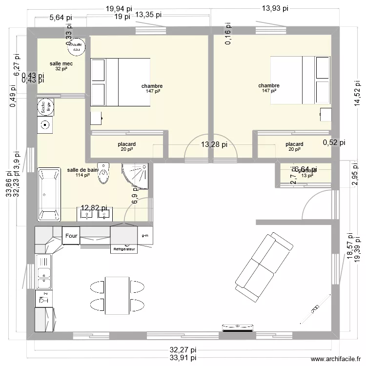 riviere. Plan de 7 et 46 m² riviere. Plan de 7 et 46 m²