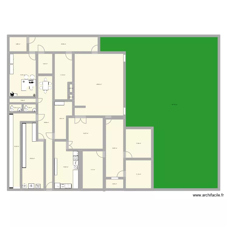 micro. Plan de 23  et 439 m²