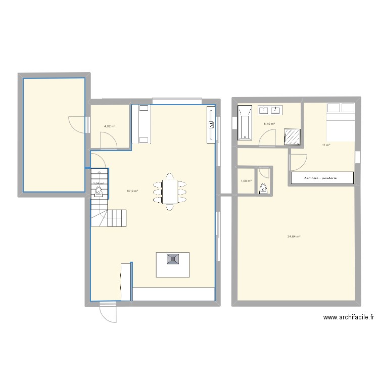 Plan maison. Plan de 7 pièces et 126 m2