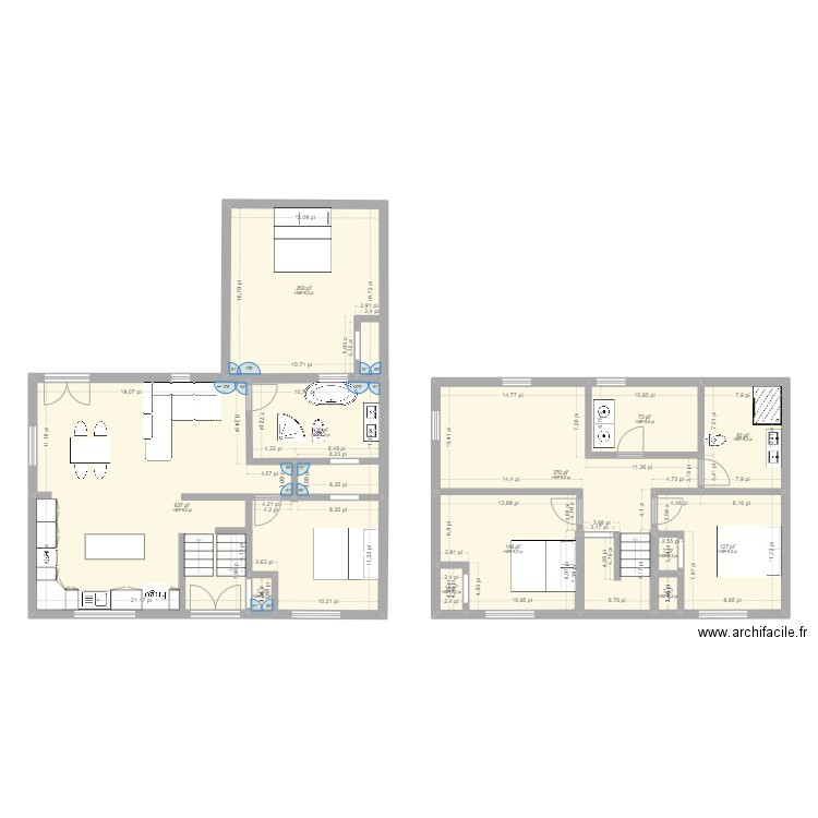 Maison 1. Plan de 12 pièces et 162 m2