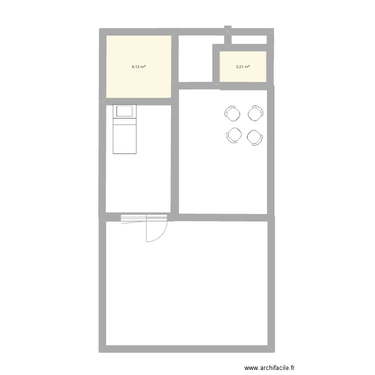 bonne maman. Plan de 2 pièces et 8 m2