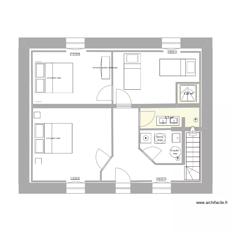 V1 - Maison Pleudihen Rez-de-chauss&eacute;e. Plan de 2  et 5 m²