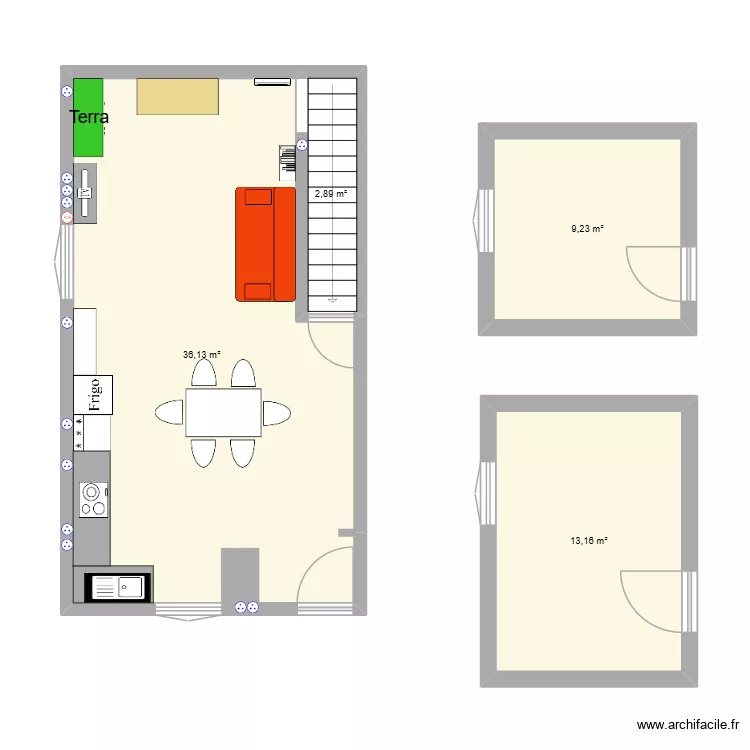 Ste-mere. Plan de 4 et 61 m² Ste-mere. Plan de 4 et 61 m²
