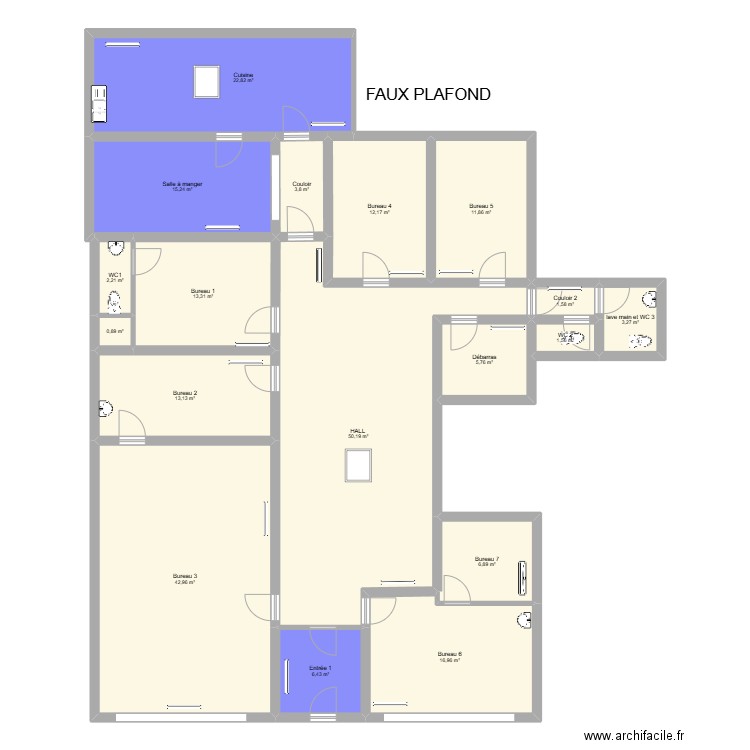 ribet. Plan de 18 pièces et 231 m2