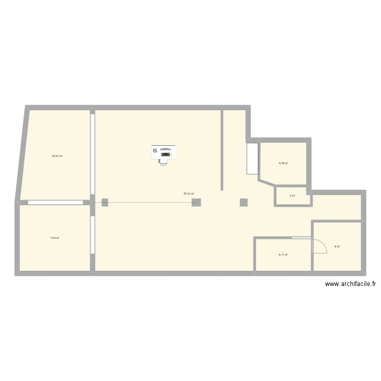Fonataine. Plan de 7 pièces et 156 m2