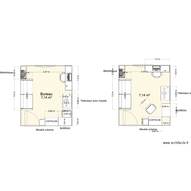 MAISONN. Plan de 2 pièces et 14 m2