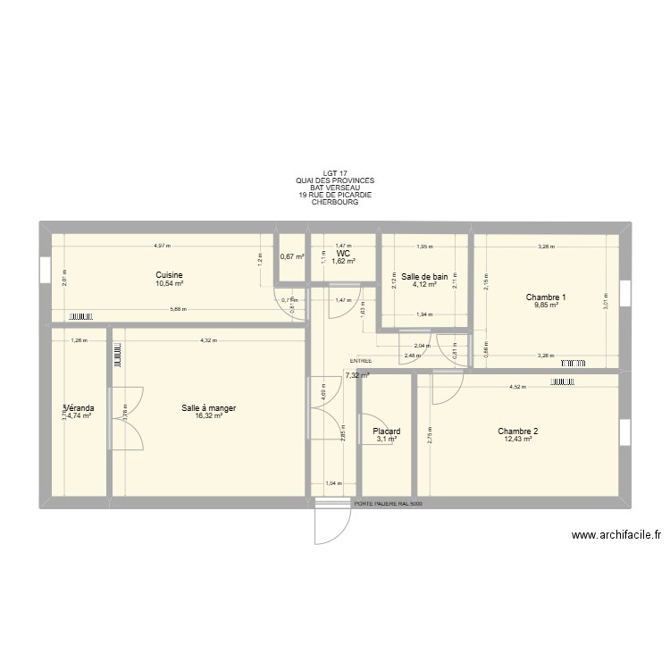 BAT VERSEAU LGT 17. Plan de 10 pièces et 71 m2