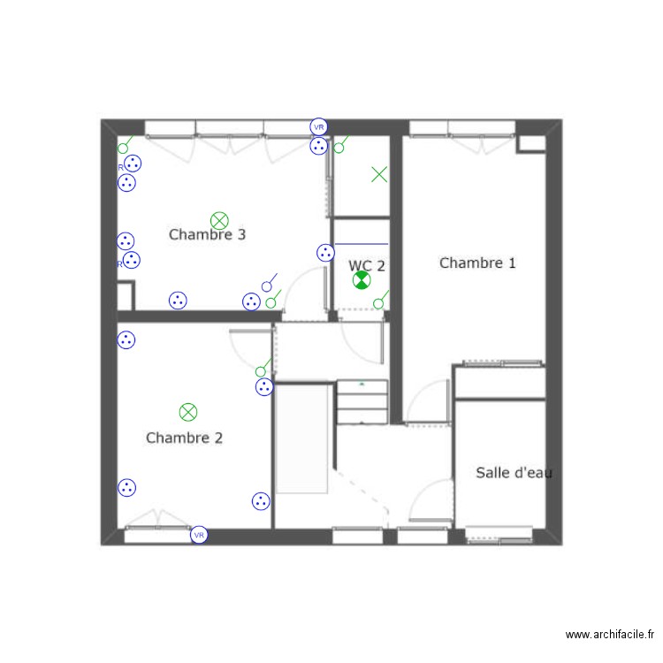 CHAMBRES - SDB. Plan de 0 pièce et 0 m2
